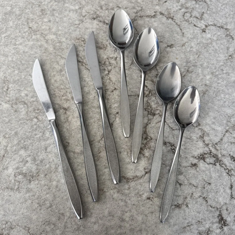 7 Vintage Ekco Eterna Corsair Custom Stainless Steel Flatware Silverware Japan